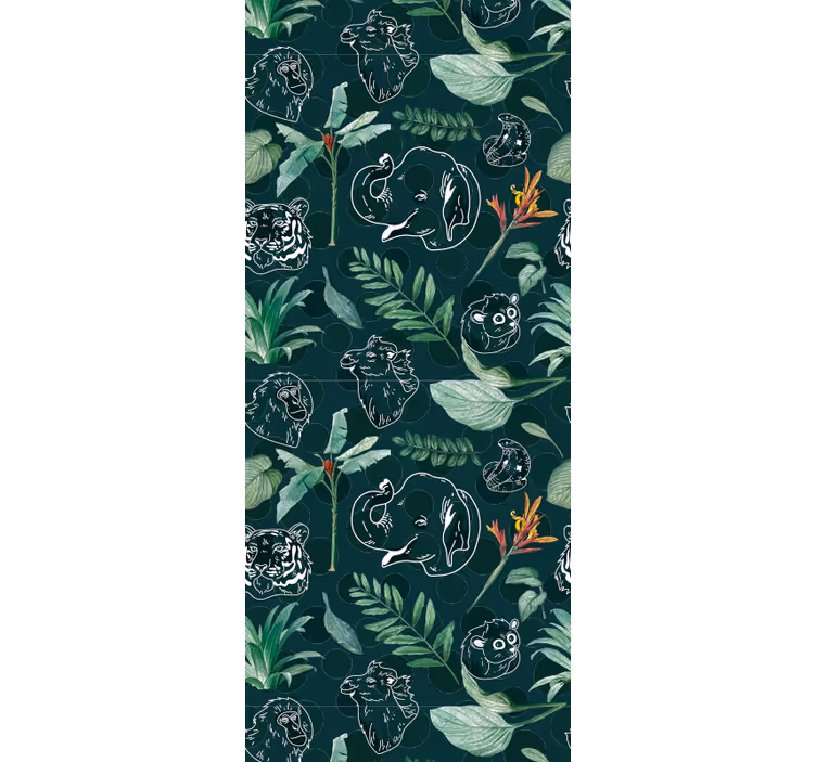 Dierengezichten jungle behang - TenStickers