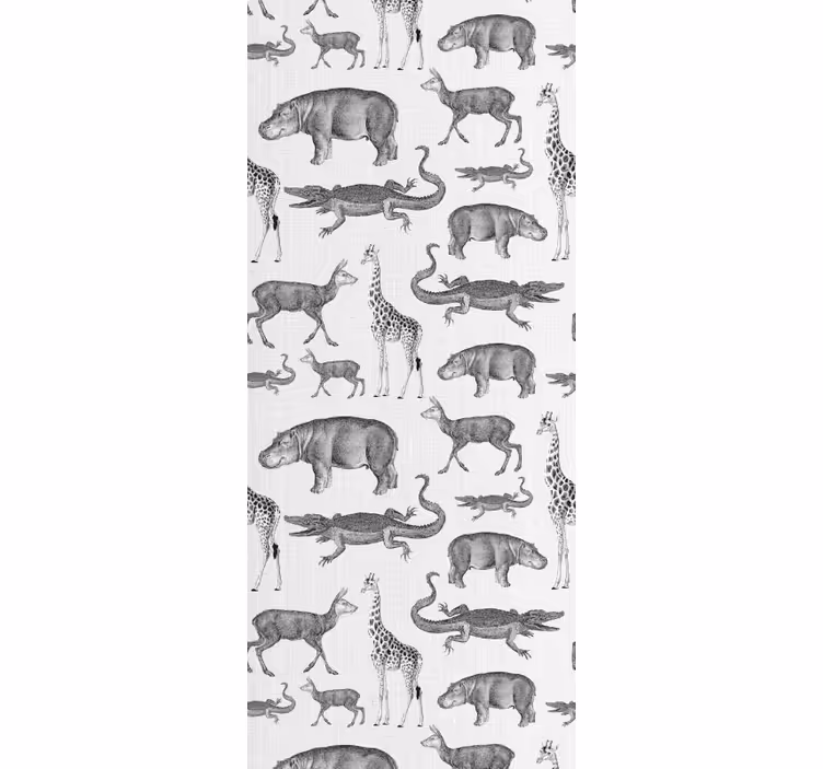 Tropisch grijs motief behang dieren - TenStickers