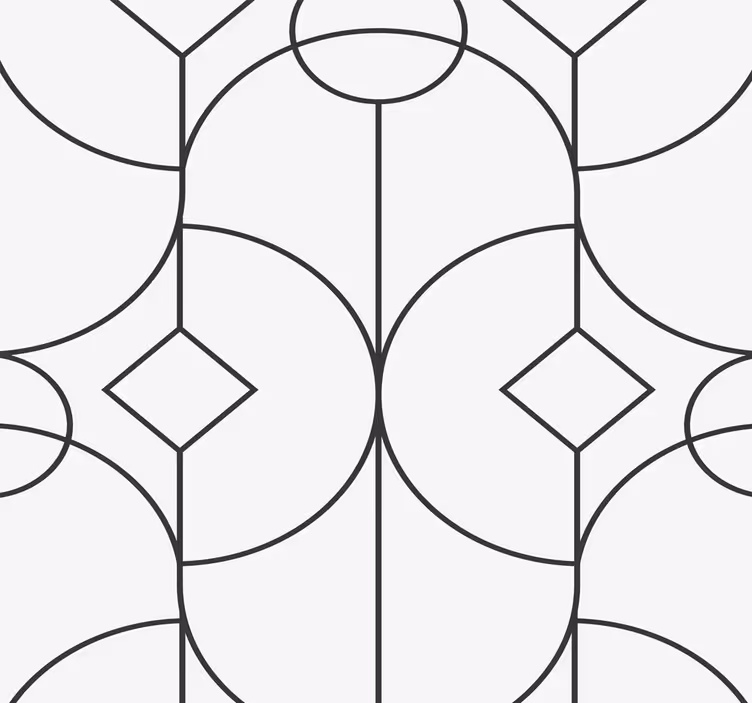 Grijs lineair kunstwerk behang geometrisch - TenStickers