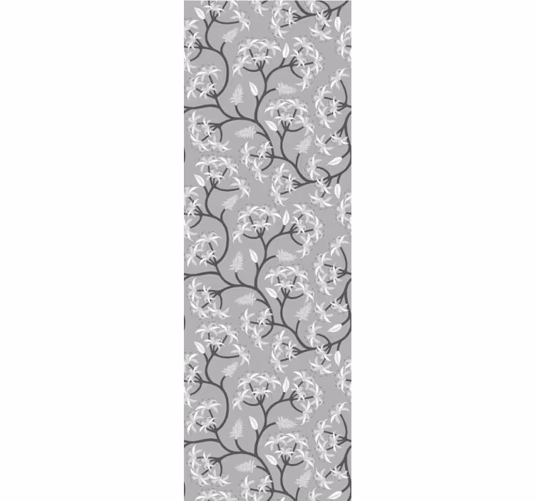 Grijs takkenpatroon bloemen behang - TenStickers