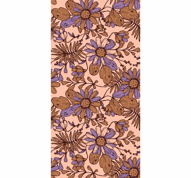 Bloeiende bruine patronen bloemen behang - TenStickers