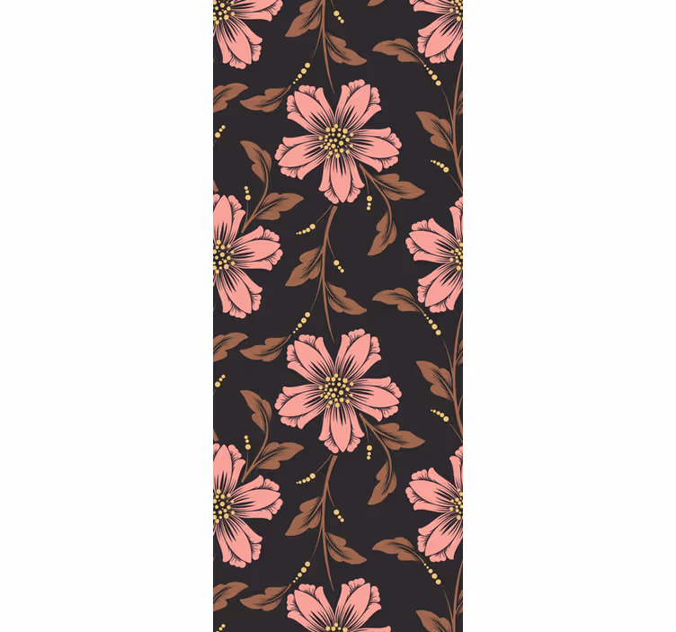 Roze en zwarte opstelling bloemen behang - TenStickers