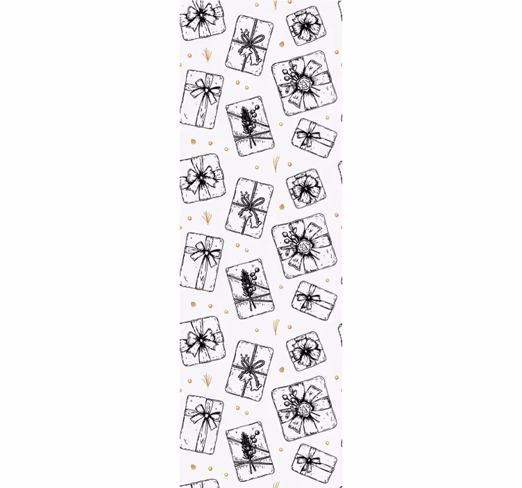 Cadeau strik patronen behang kerst - TenStickers