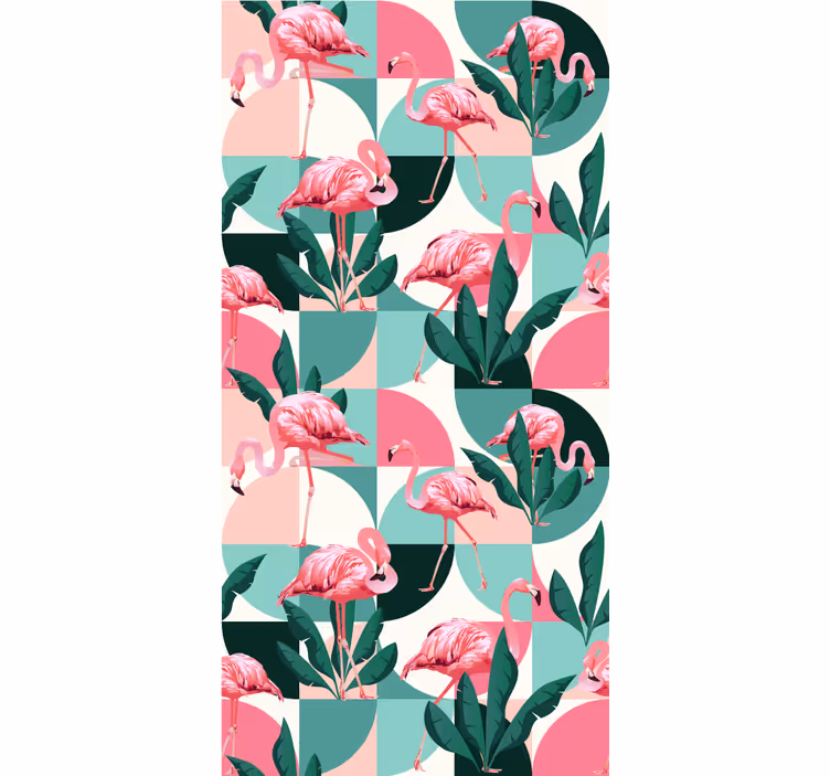Flamingo tropisch patroon jungle behang - TenStickers