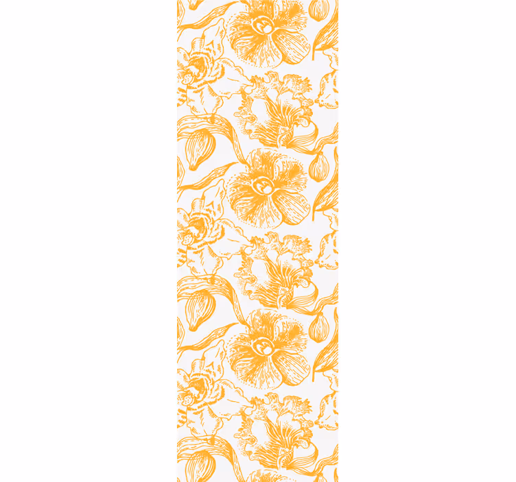 Geel vintage patroon bloemen behang - TenStickers