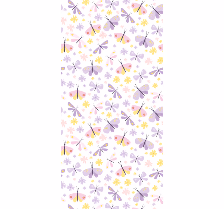 Vlinders behang delicate paarse patroon - TenStickers