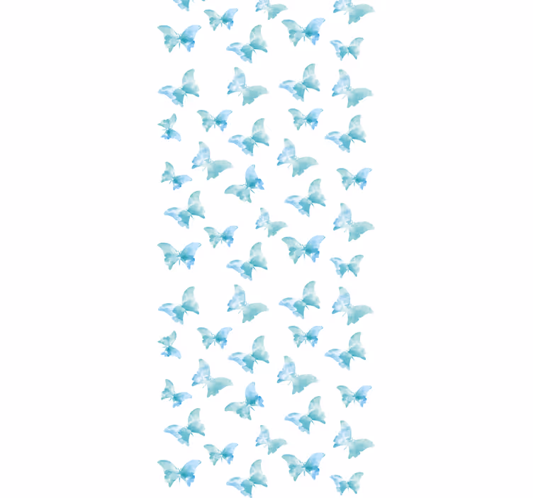 Blauw en wit motief vlinders behang - TenStickers
