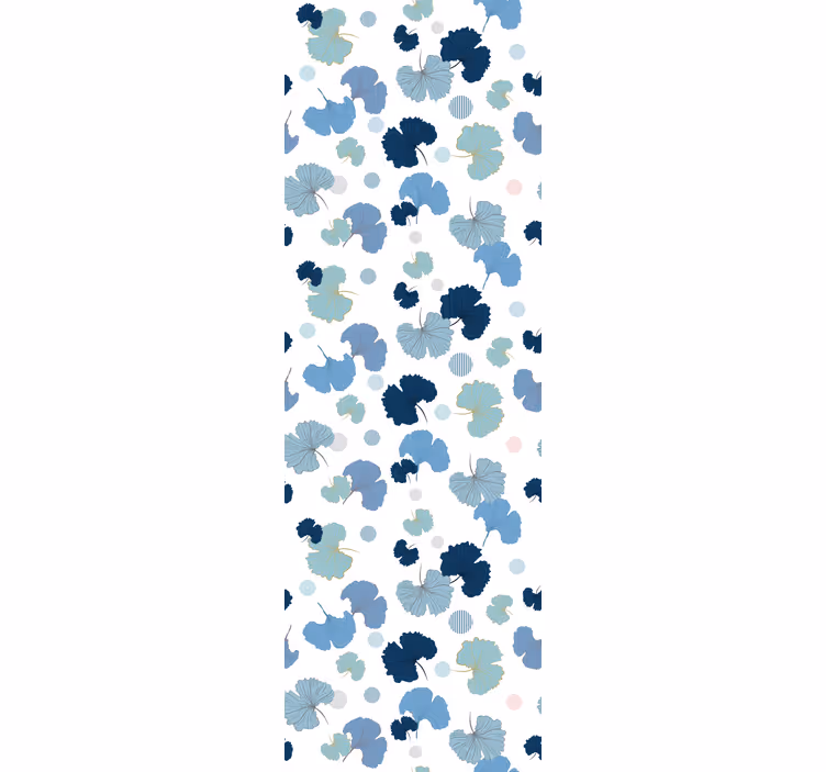 Patroon met blauwe tinten behang bladeren - TenStickers
