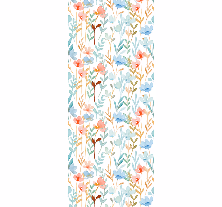 Aquarella minimalistisch patroon bloemen behang - TenStickers