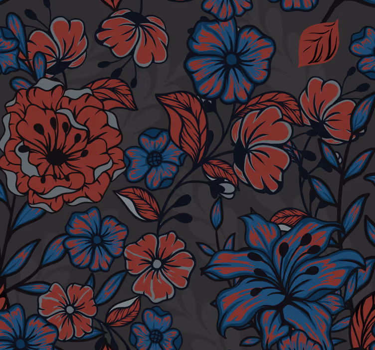 Bloeiende bloemenscène bloemen behang - TenStickers