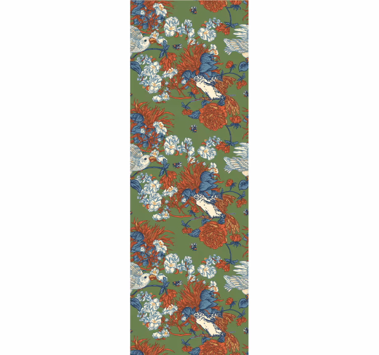 Bloemen behang vogels tussen bloemen - TenStickers