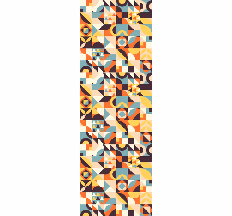 Retro gekleurde rode mozaïek behang geometrisch - TenStickers