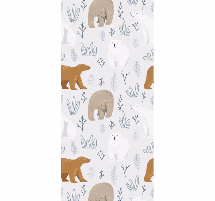 Bruin en ijsbeerpatroon behang dieren - TenStickers