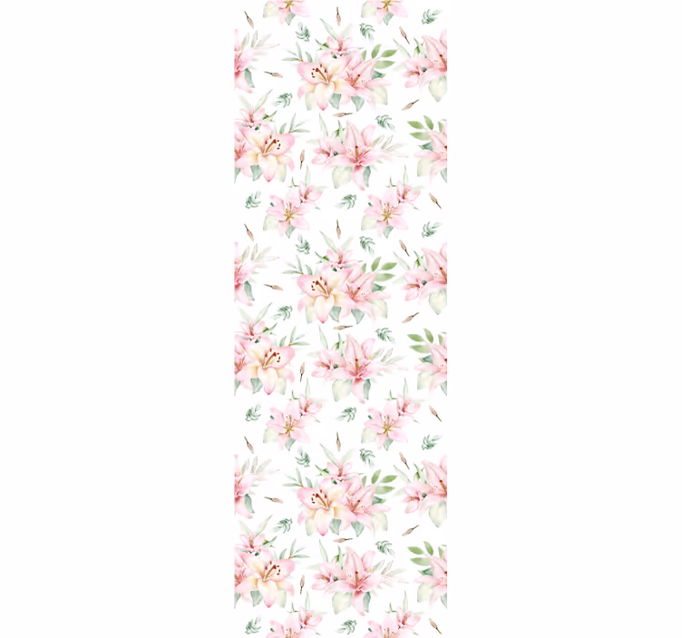 Roze en wit patroon bloemen behang - TenStickers