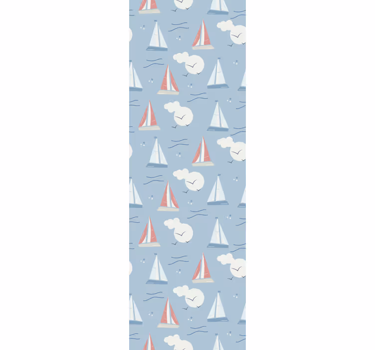 Zeilboten en wolken behangpapier kinderkamer - TenStickers