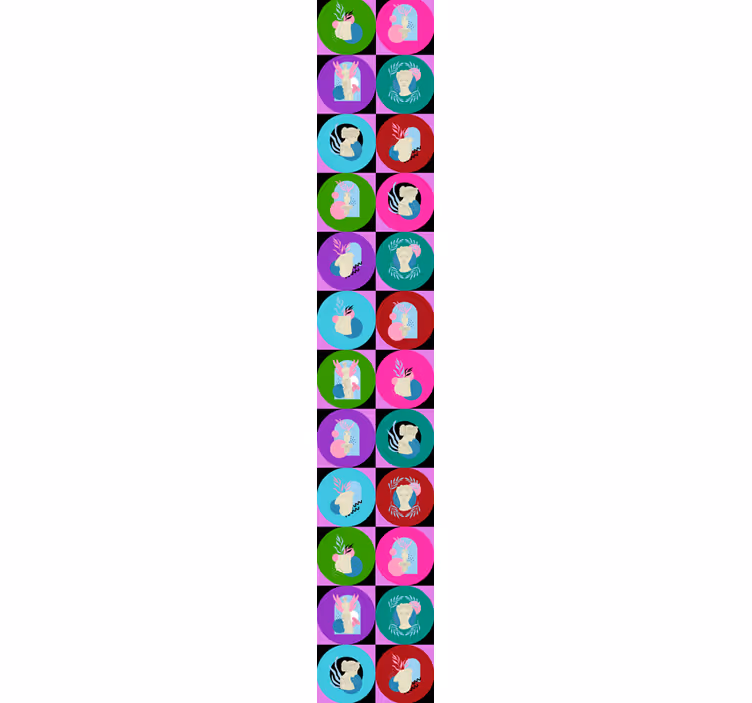 Beelden in cirkel vaporwave behang - TenStickers