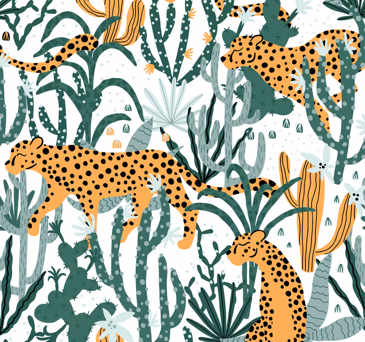 Jungle behang en luipaard - TenStickers