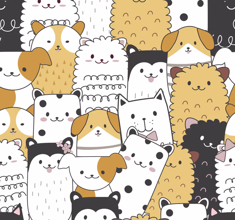 Patroon van schattige honden behang kinderkamer - TenStickers