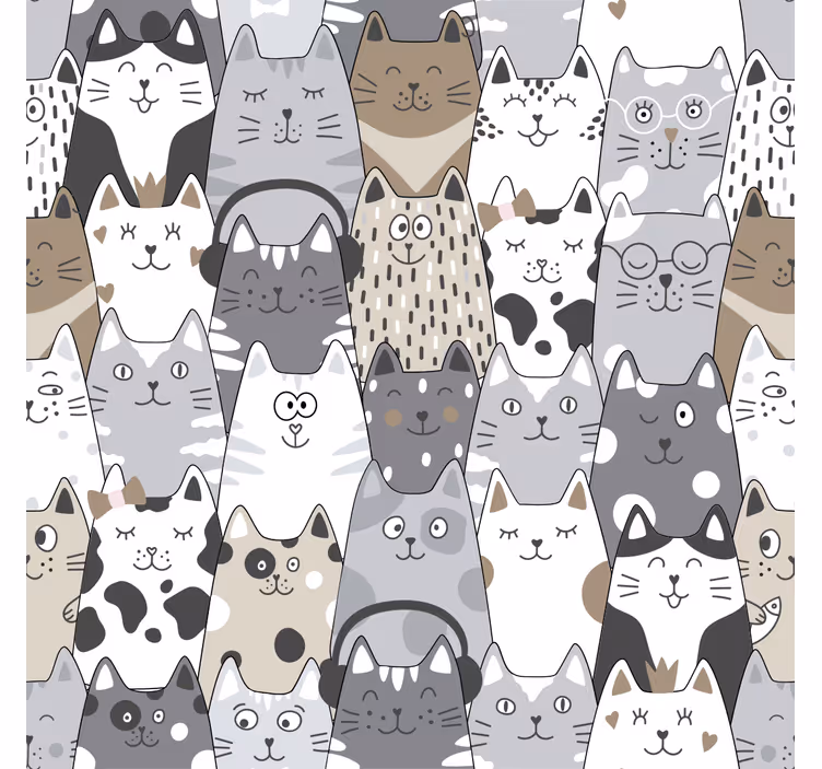 Cartoon katten slaapkamer behang - TenStickers