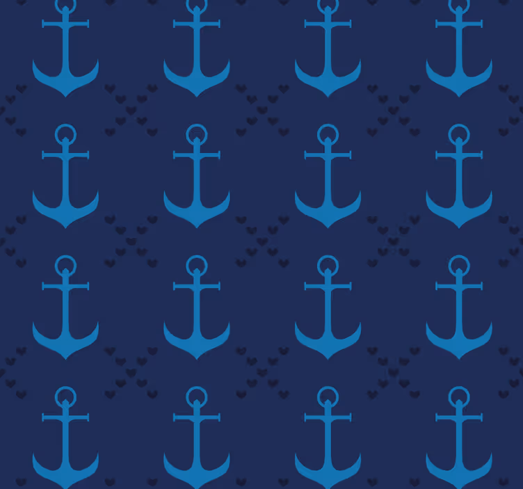 Marineblauwe ankers behang woonkamer - TenStickers