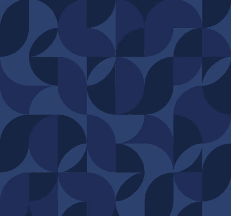 Retro geometrisch donkerblauw behang - TenStickers