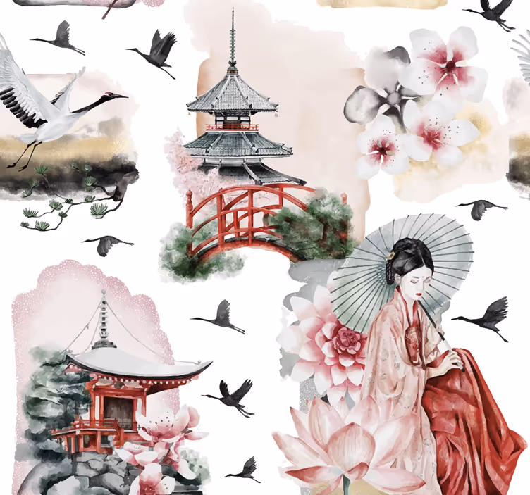 Hoofdeinde behang japanse stijl - TenStickers