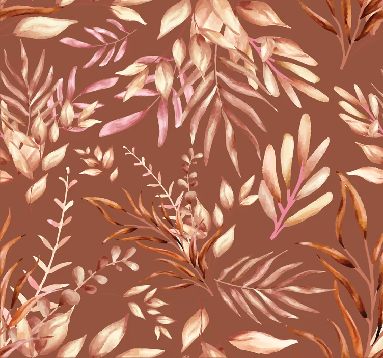 Tropische planten terracotta behang - TenStickers