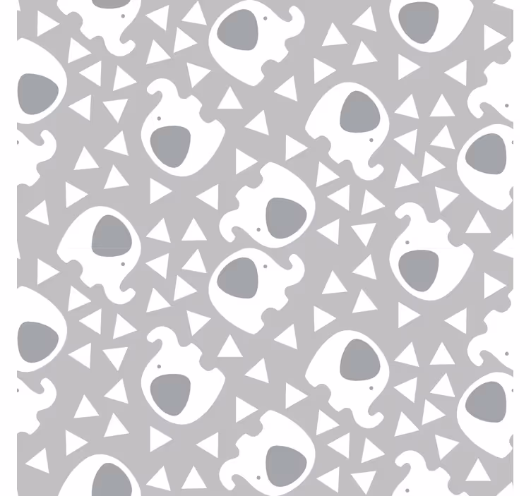Olifanten met driehoeken behang babykamer - TenStickers