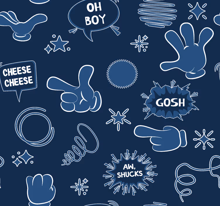 Komische stijl donkerblauw behang - TenStickers