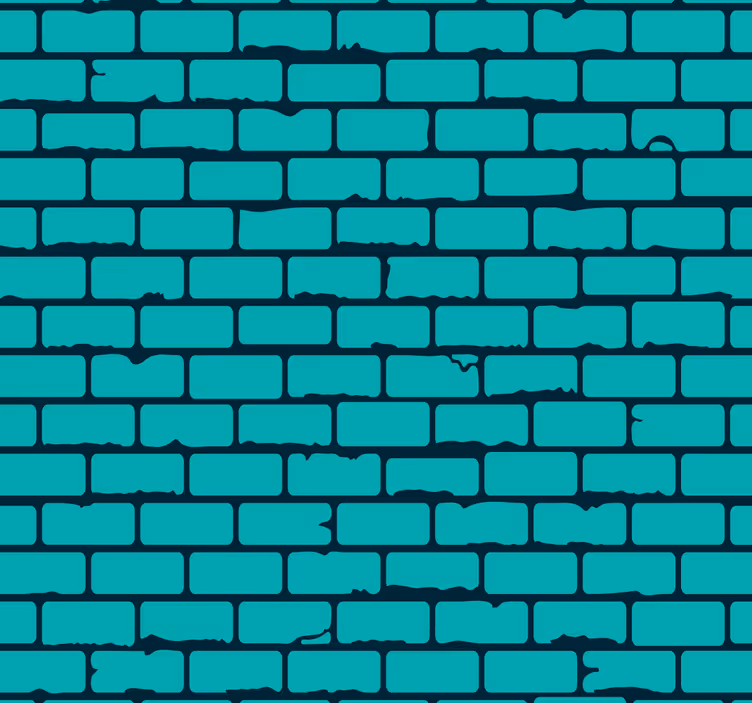 Blauwgroene baksteenillusie behang baksteen - TenStickers