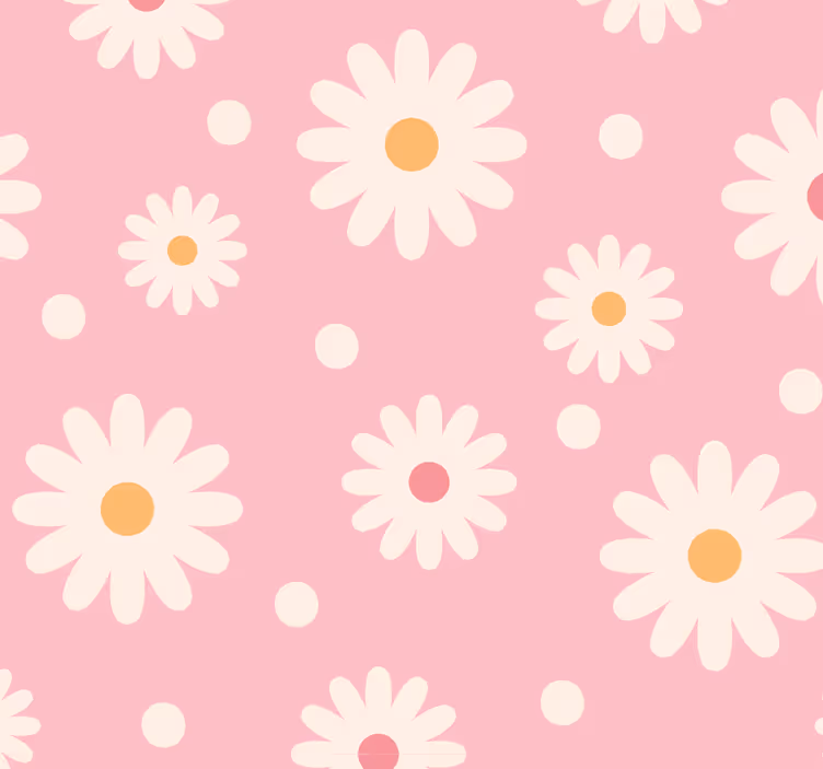 Madeliefjespatroon ontwerp bloemen behang - TenStickers