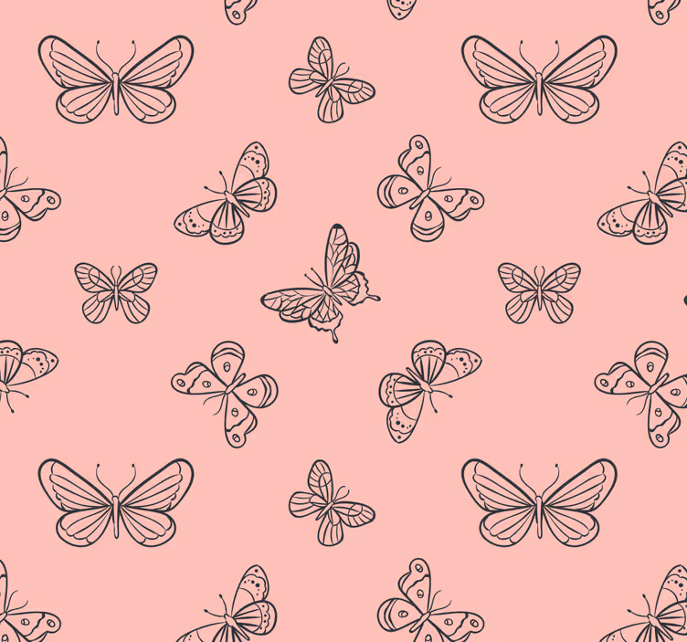 Vlinder patroon roze behang - TenStickers