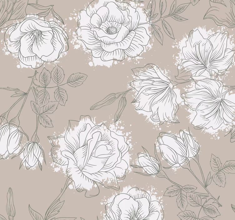 Elegant bloemenpatroon bloemen behang - TenStickers