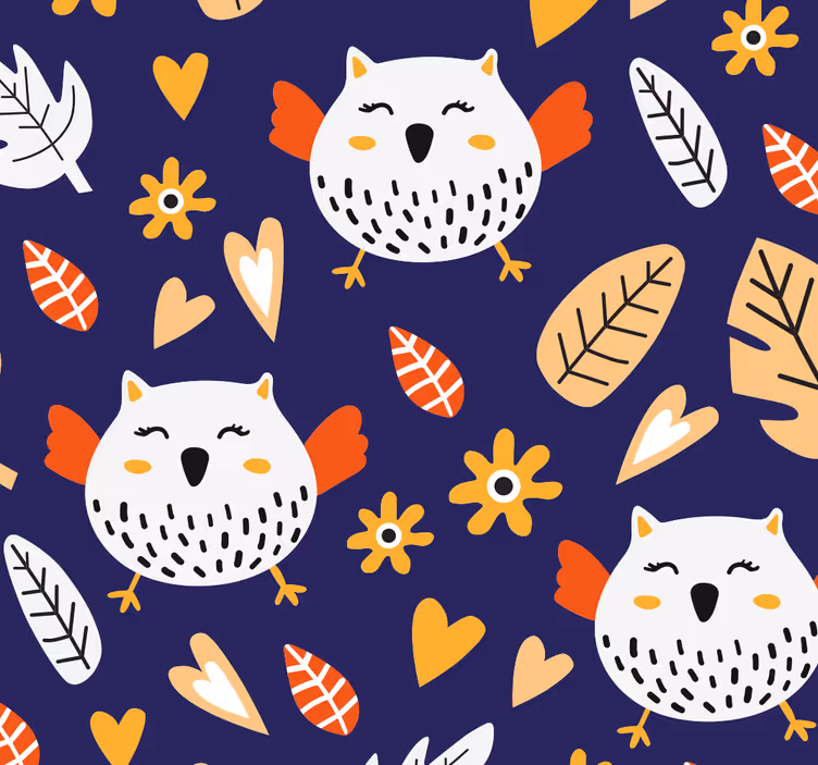 Uil natuur patroon behang vogels - TenStickers
