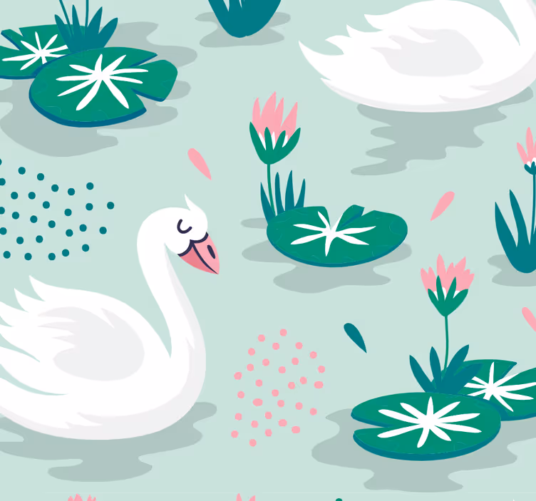 Zwanenmeer patroon behang dieren - TenStickers