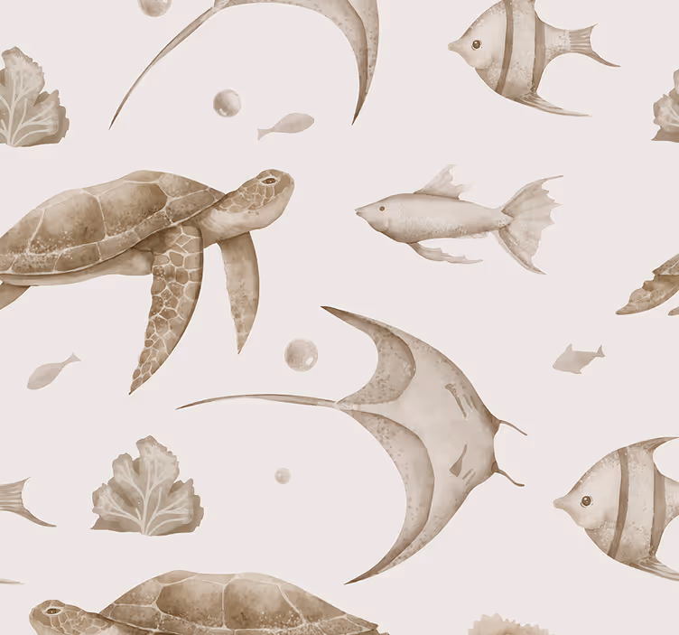Beige oceaanpatroon babykamer behang - TenStickers