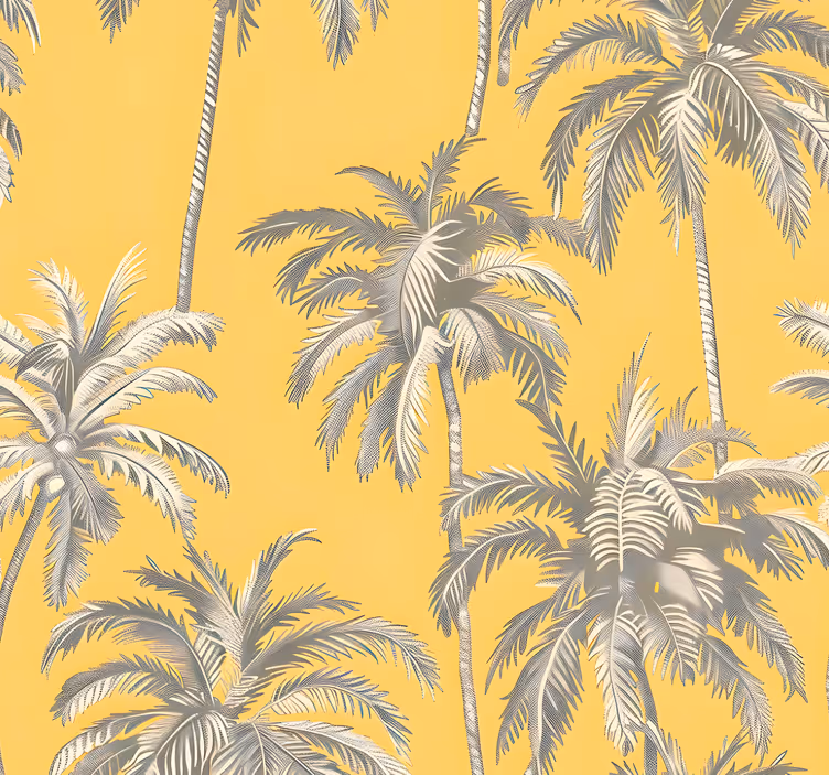 Palmbomen ontwerp geel behang - TenStickers