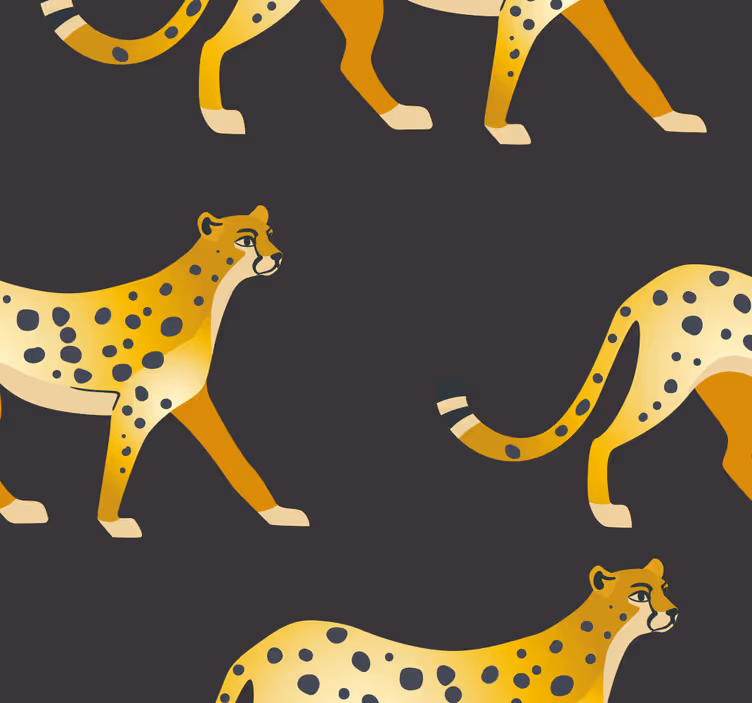 Gouden panters zwart behang - TenStickers