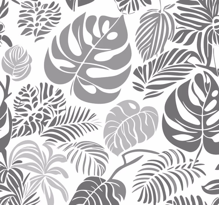 Monstera bladeren behang grijs - TenStickers