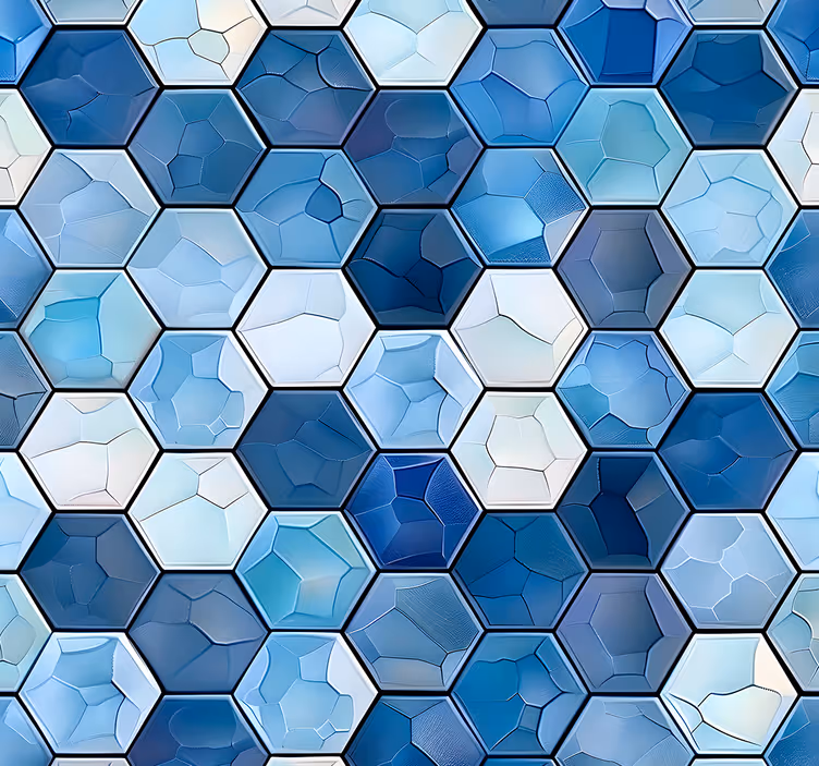 Blauw tegels effect behang kantoor - TenStickers