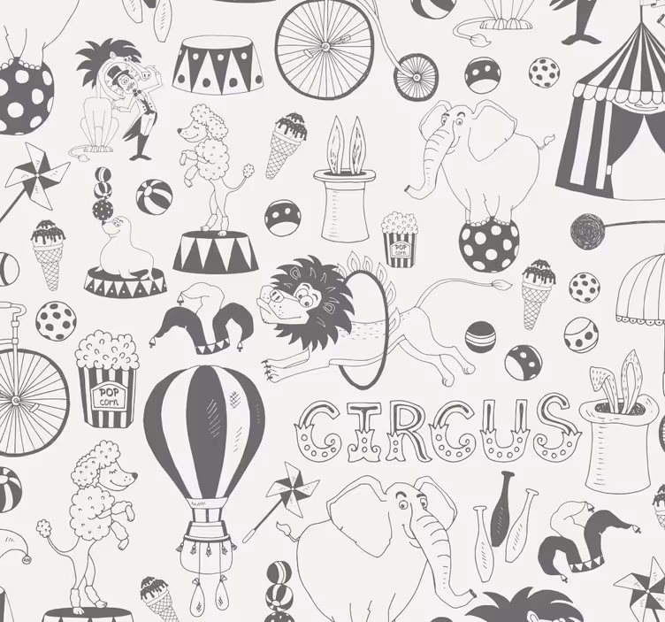 Afdrukken met circusthema behangpapier kinderkamer - TenStickers