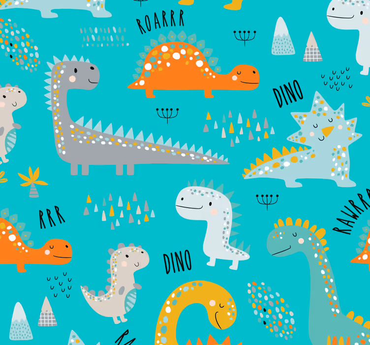 Speels dinosaurus patroon behang - TenStickers