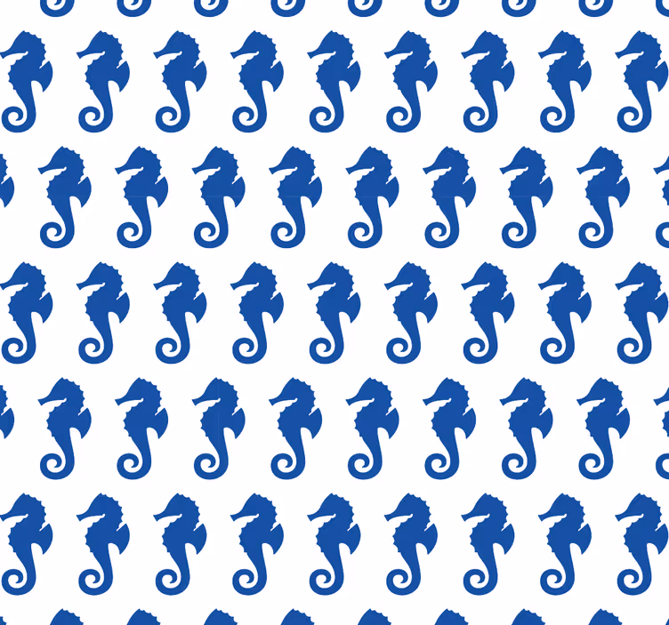Zeepaardjes patroon behang blauw - TenStickers