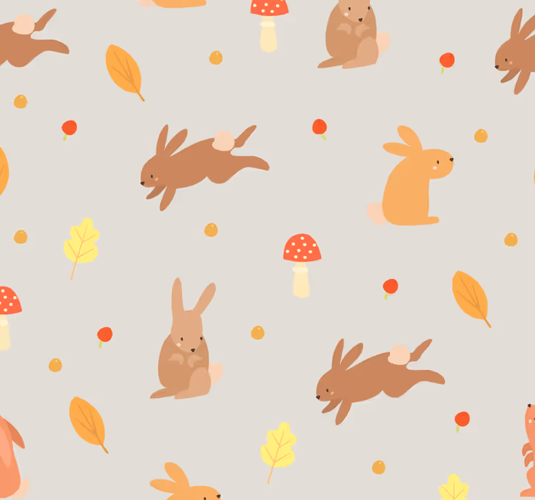 Konijntjesmotief behang dieren - TenStickers