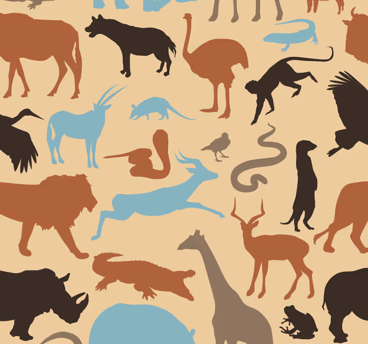 Safarisilhouetten behang dieren - TenStickers