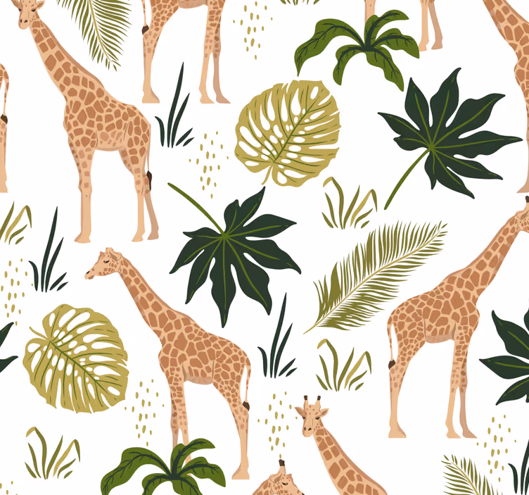 Safari giraffe thema behang dieren - TenStickers