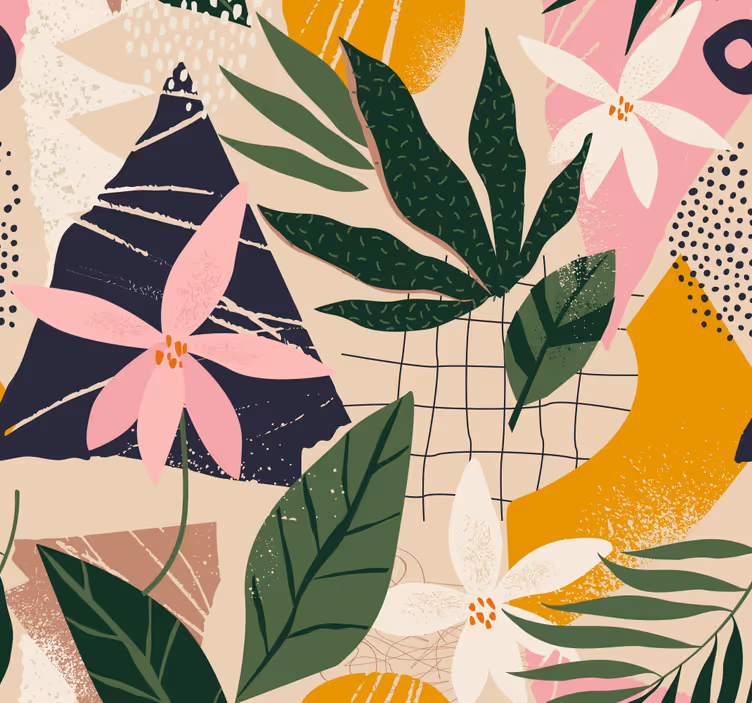 Tropisch florapatroon behangpapier natuur - TenStickers
