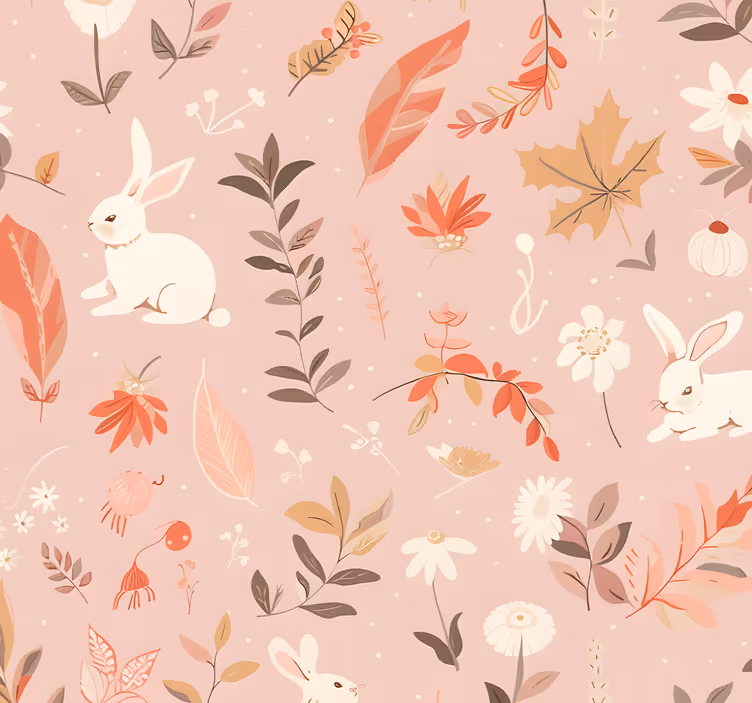 Herfst ontwerp roze behang - TenStickers