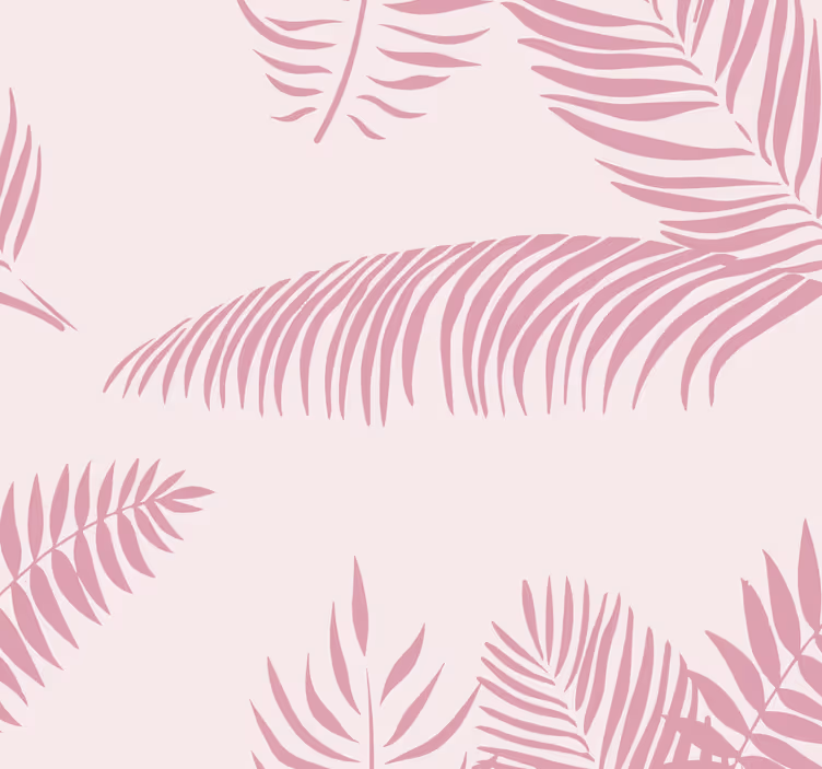Grote palmbladeren roze behang - TenStickers