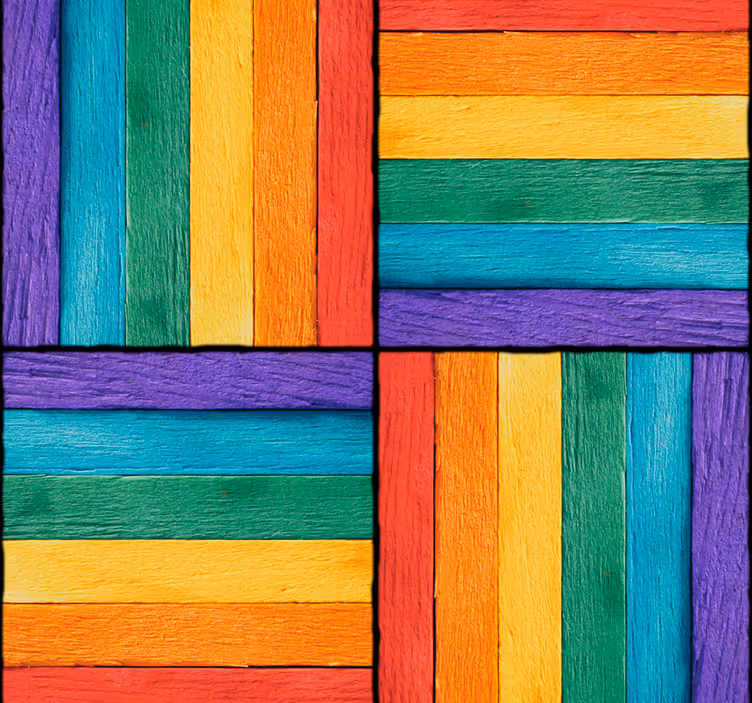 Kleurrijke geometrische compositie behang geometrisch - TenStickers